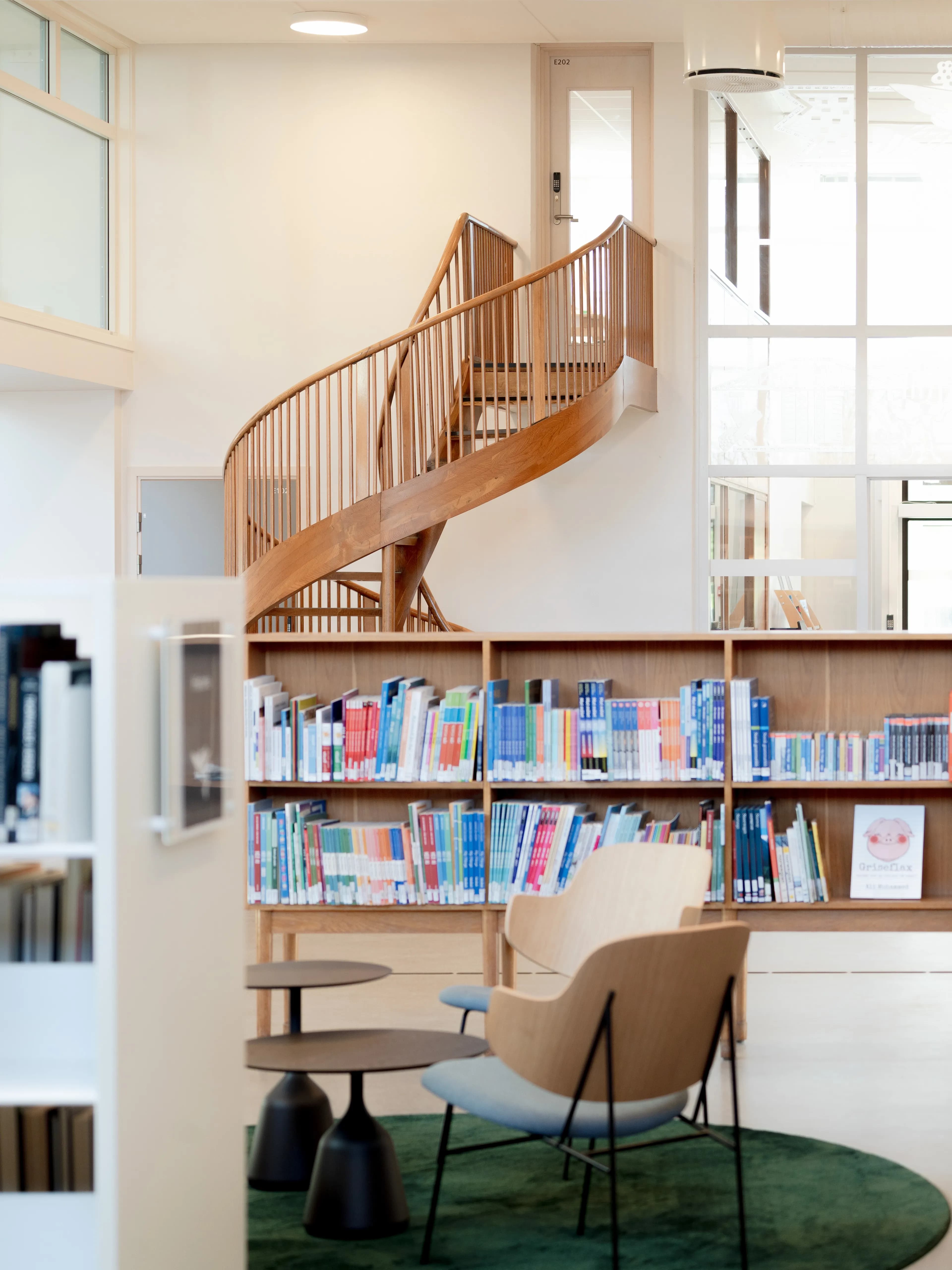 Image of the preserved spiral staircase at Sarpsborg Library.